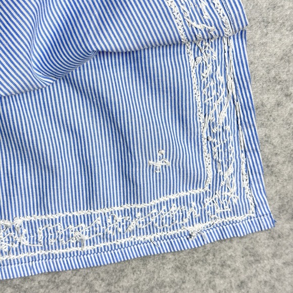Gretchen Scott Top‎ Womens Medium Embroidered Tunic Popover Blue Stripe Coastal - Picture 5 of 14